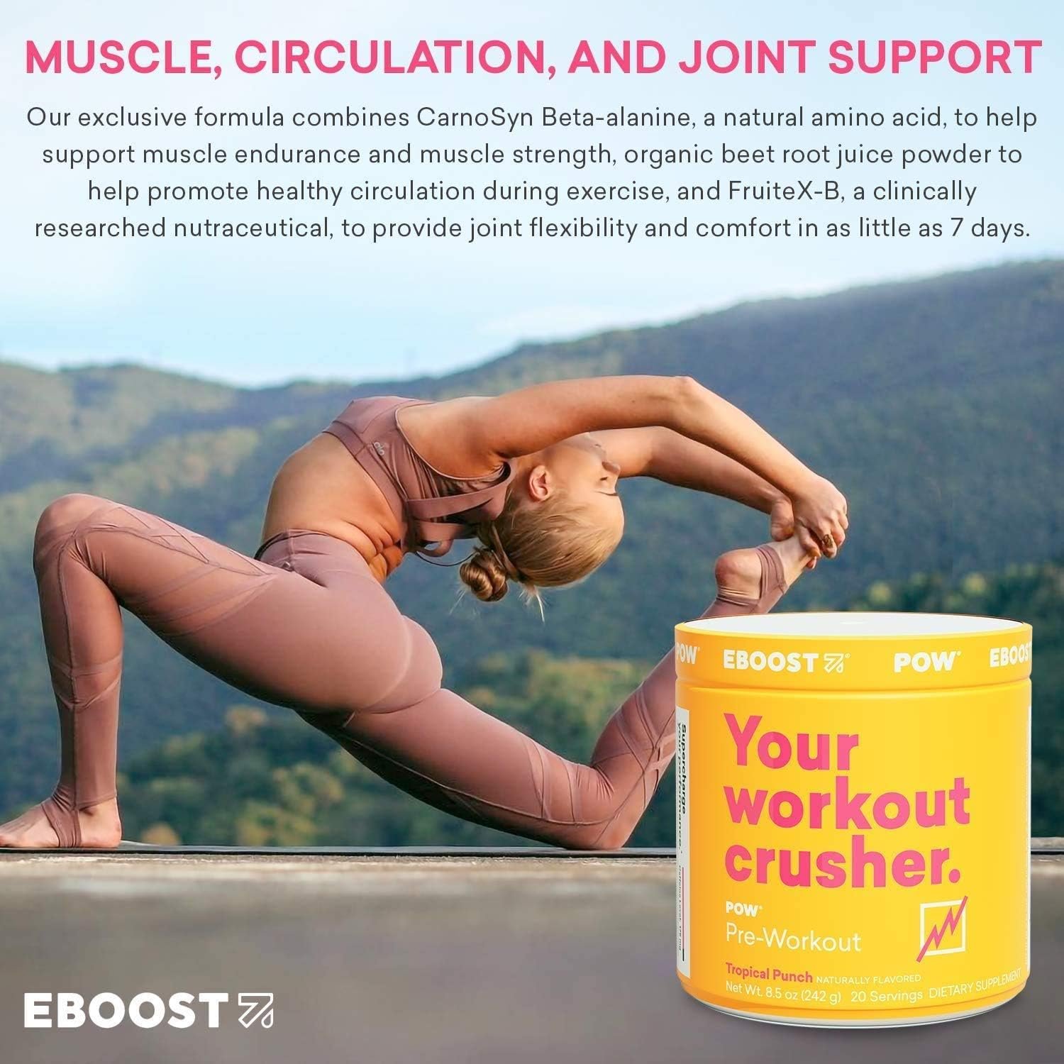 EBOOST POW Pre-Workout and Rescue BCAA Tub Bundle - Pre and Post Workout Supplement Powder for Performance, Joint Mobility, Support Recovery and Energy - Non-GMO, Gluten-Free, No Creatine